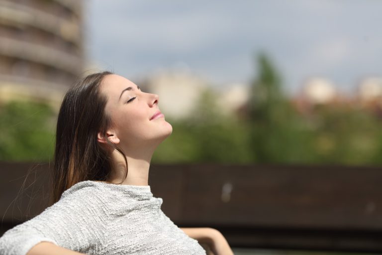 woman taking a break